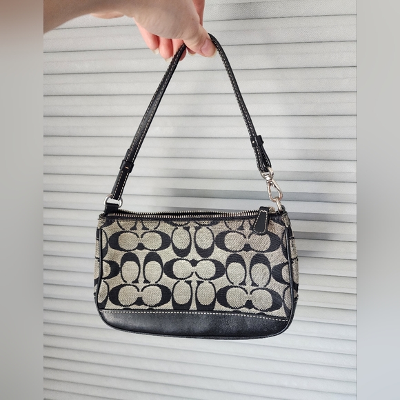 Vintage Y2K Coach Demi Purse Handbag Black Gray Signature Canvas Bag 6094 - Picture 3 of 10
